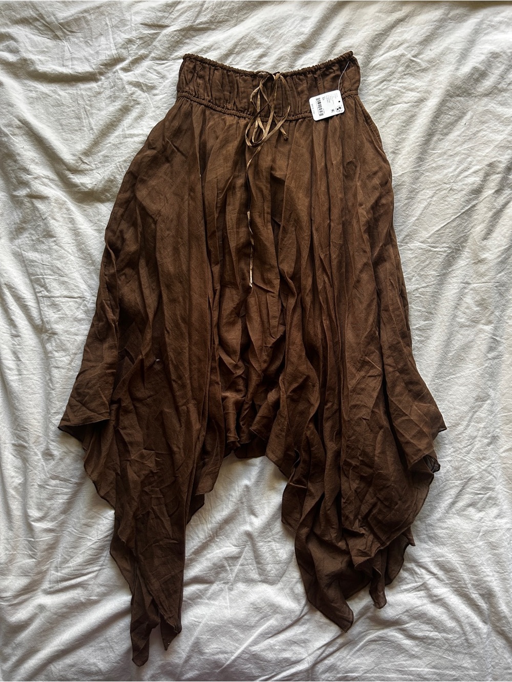 Free People Brown Flowing Drawstring Asymmetrical Skirt